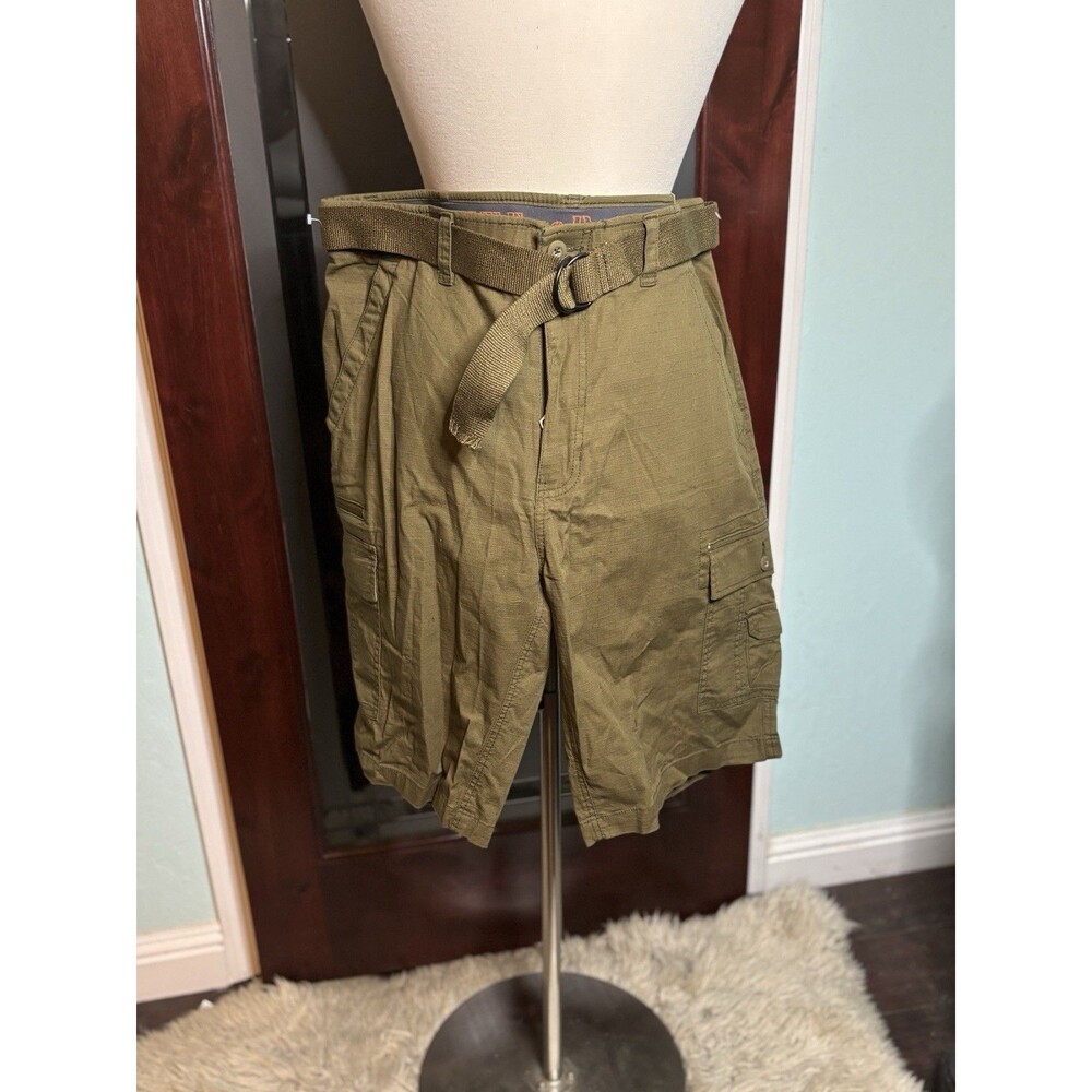 New Mens WearFirst WF Olive Green Comfort Cotton Outdoor Cargo Shorts Size 38